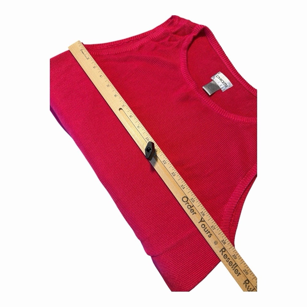 Chico's Size 3 Hot Pink‎ Sleeveless Knit Sweater Tank Top Lightweight - Picture 6 of 6